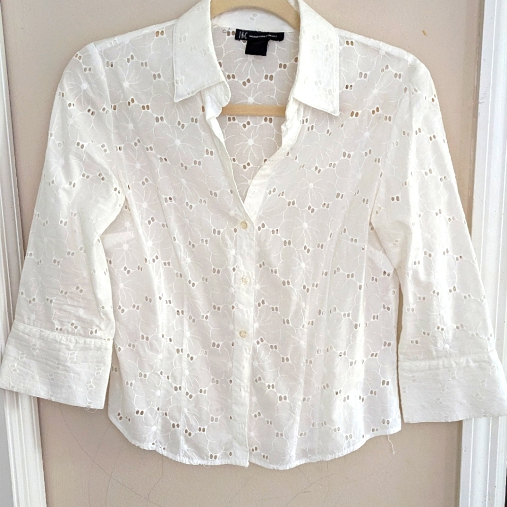 INC cotton lace shirt - Picture 1 of 7